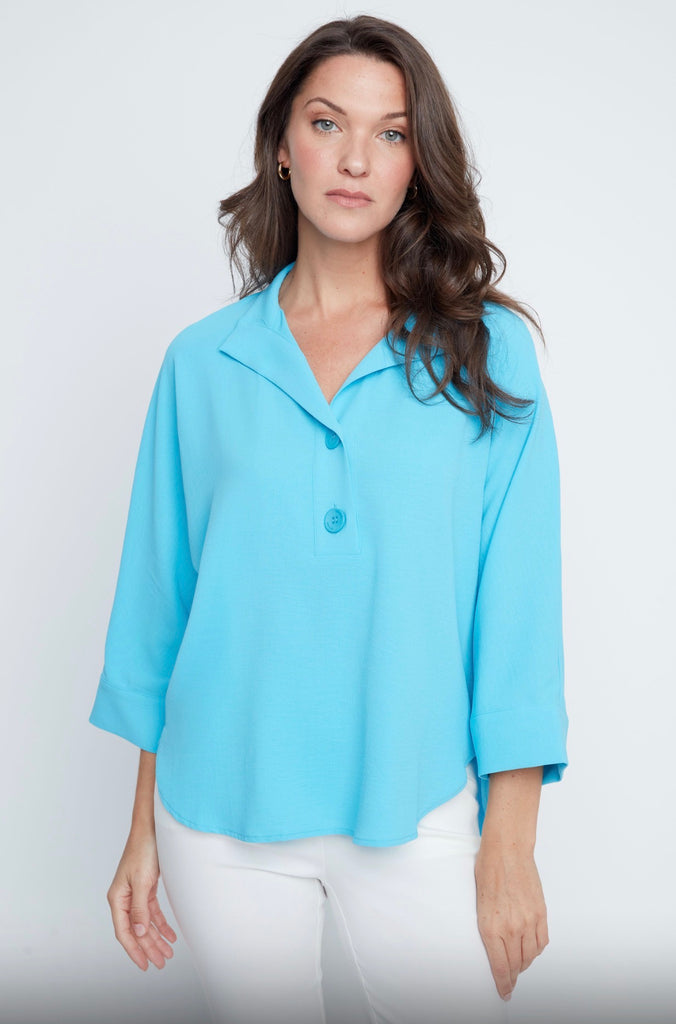 Ocean Collard Button Blouse