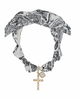 Blk/white scarf with cross charm