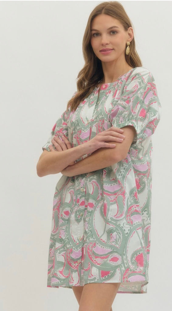 Pink Multi Print Dress