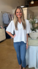 White flutter sleeve blouse