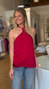 Crimson keyhole halter