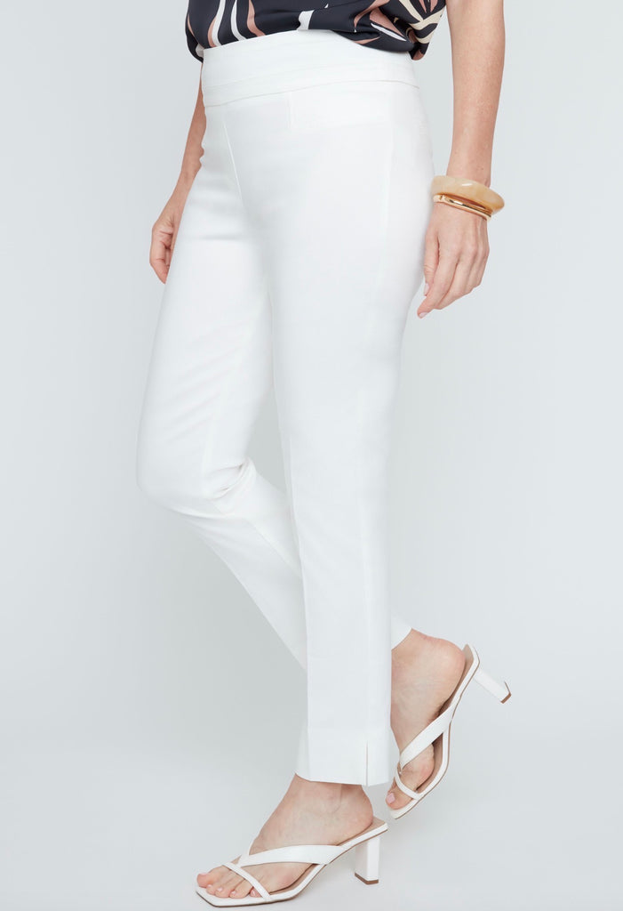 White cropped pull on pants