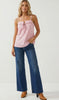 Pink ruffle tie top