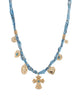Turquoise cross and heart charm scarf necklace