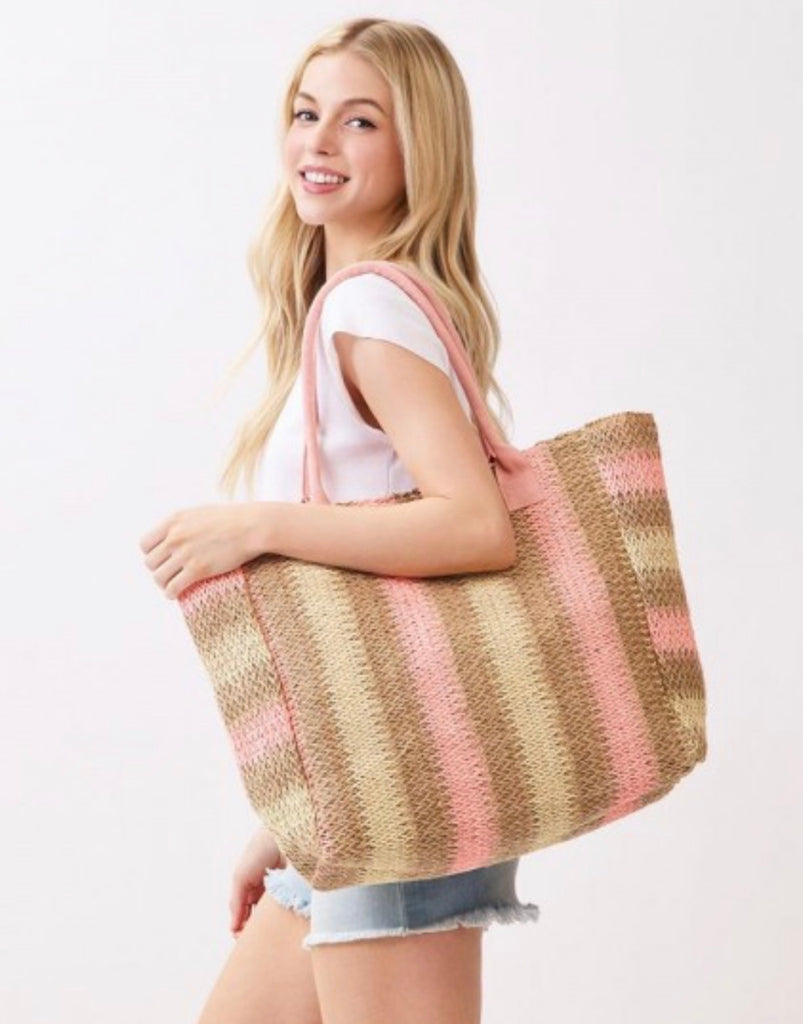 Pink Striped Tote