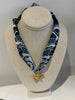 Navy/white starfish charm scarf necklace