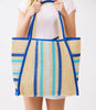 Blue striped tote