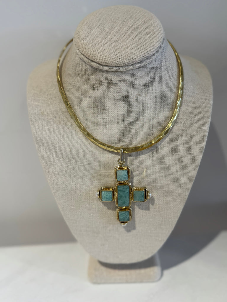 Amazonite Stone Cross pendant