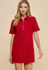 Crimson Collared Zip dress