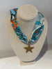 Teal/orange Star scarf necklace