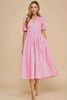 Pink Scallop Midi Dress