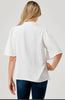 White flutter sleeve blouse