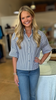 Stripe button down cuffed blouse