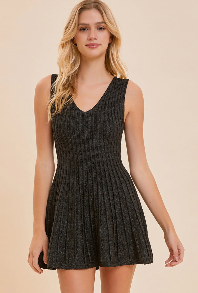 Black Metallic Knit Dress