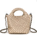 Champagne woven crossbody bag