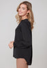 Black V neck button Blouse