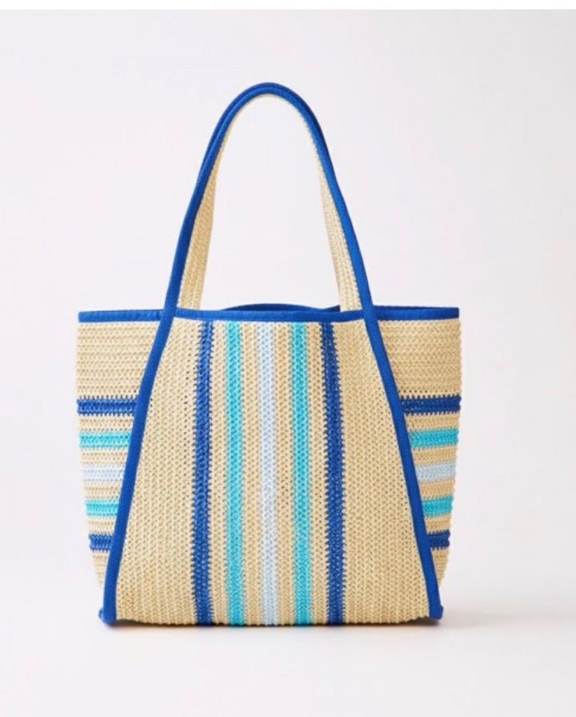 Blue striped tote