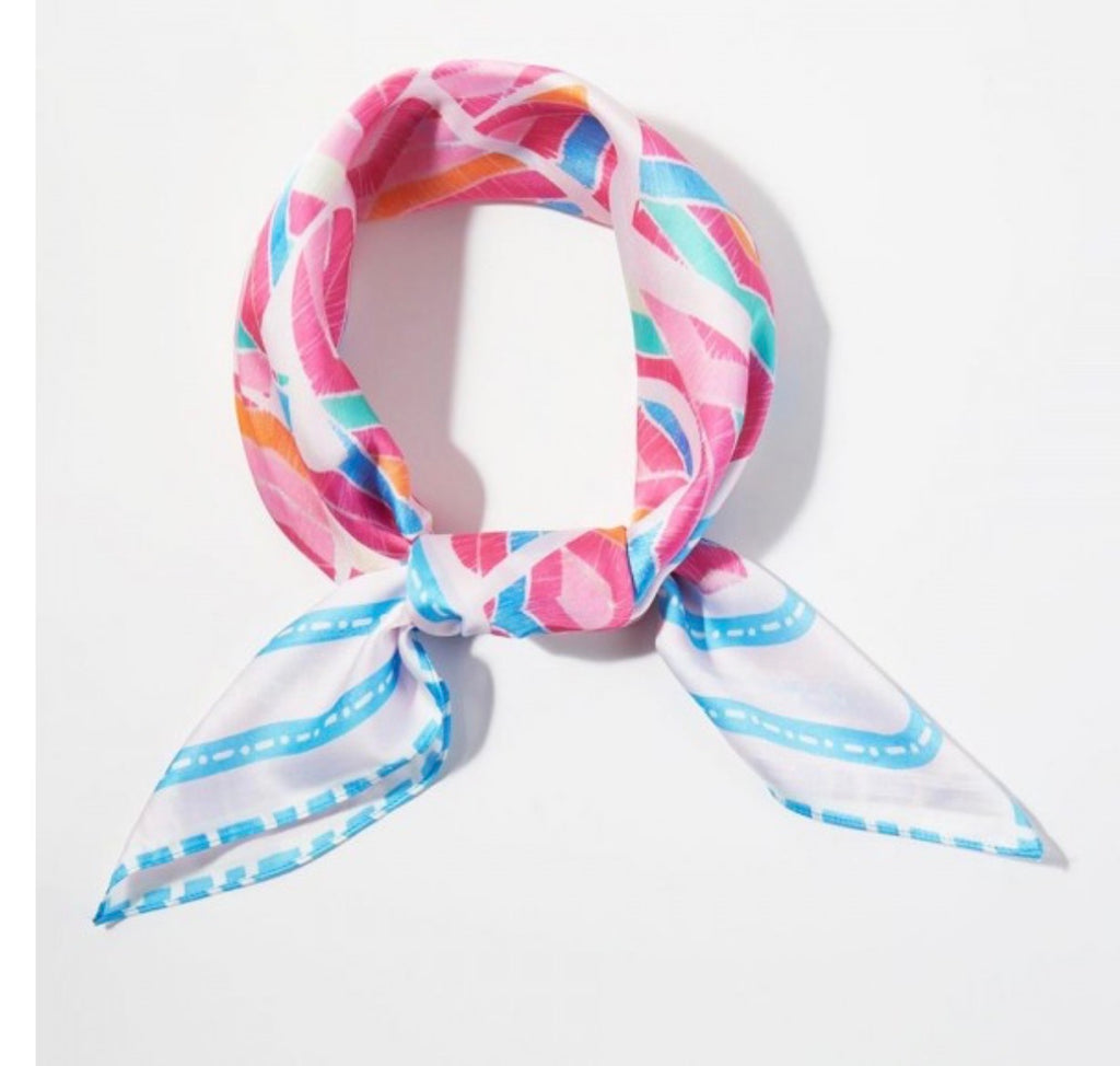 Pink/blue tribal print scarf