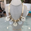 Ivory Acrylic /Leather collar necklace