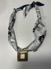 Blk/white square charm scarf necklace
