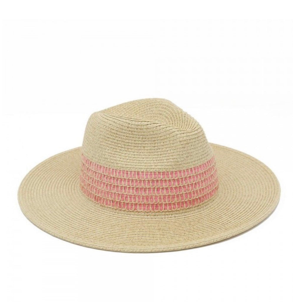 Pink striped straw hat