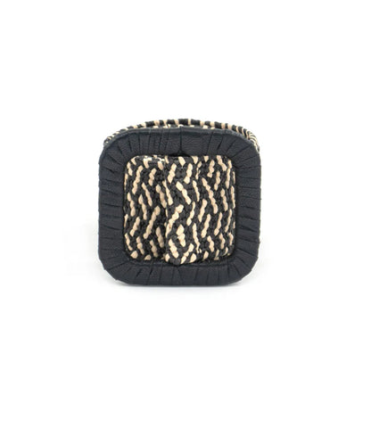 Gold Studded Straw Bag