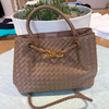 Taupe woven satchel bag