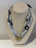 Blk/white square charm scarf necklace