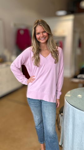 Red Ribbed sweater top.