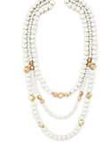 Ivory gold wood bead layered necklace
