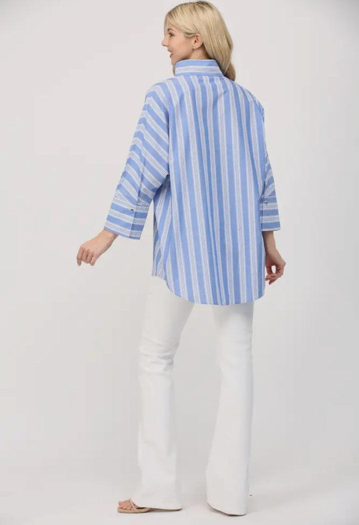 Blue Stripe Poplin Blouse