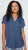Indigo V neck blouse