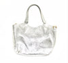 Silver metallic mini tote