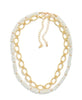 White bead layered necklace