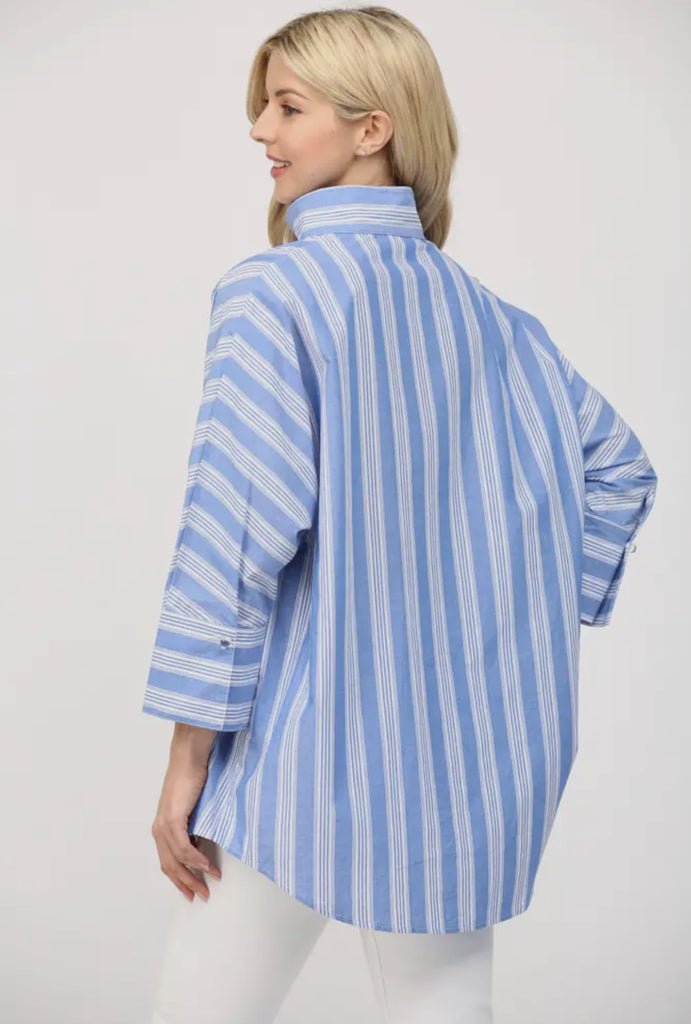 Blue Stripe Poplin Blouse