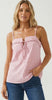 Pink ruffle tie top