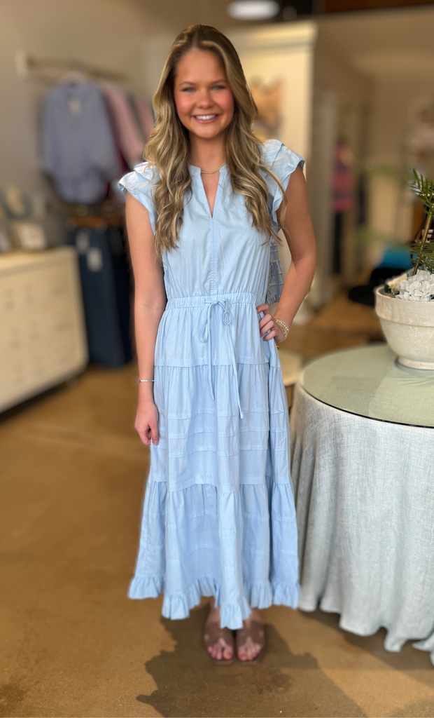 Baby Blue  Tiered Maxi Dress