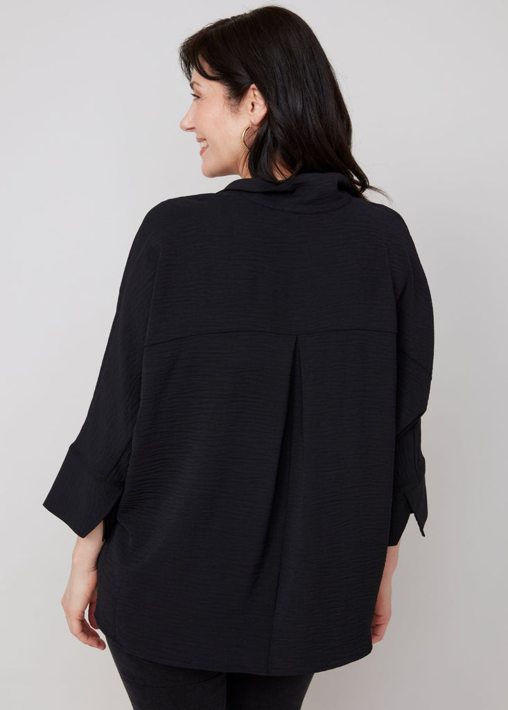 Black Collard Button Blouse