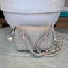 Beige mini woven crossbody