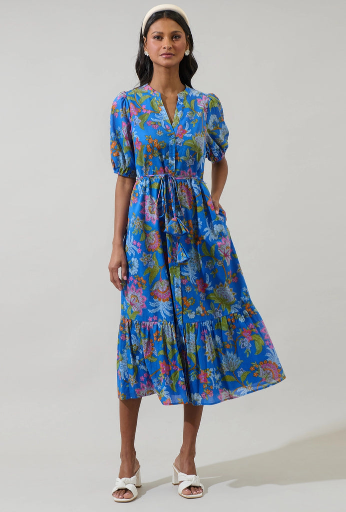 Floral Button Down Midi Dress