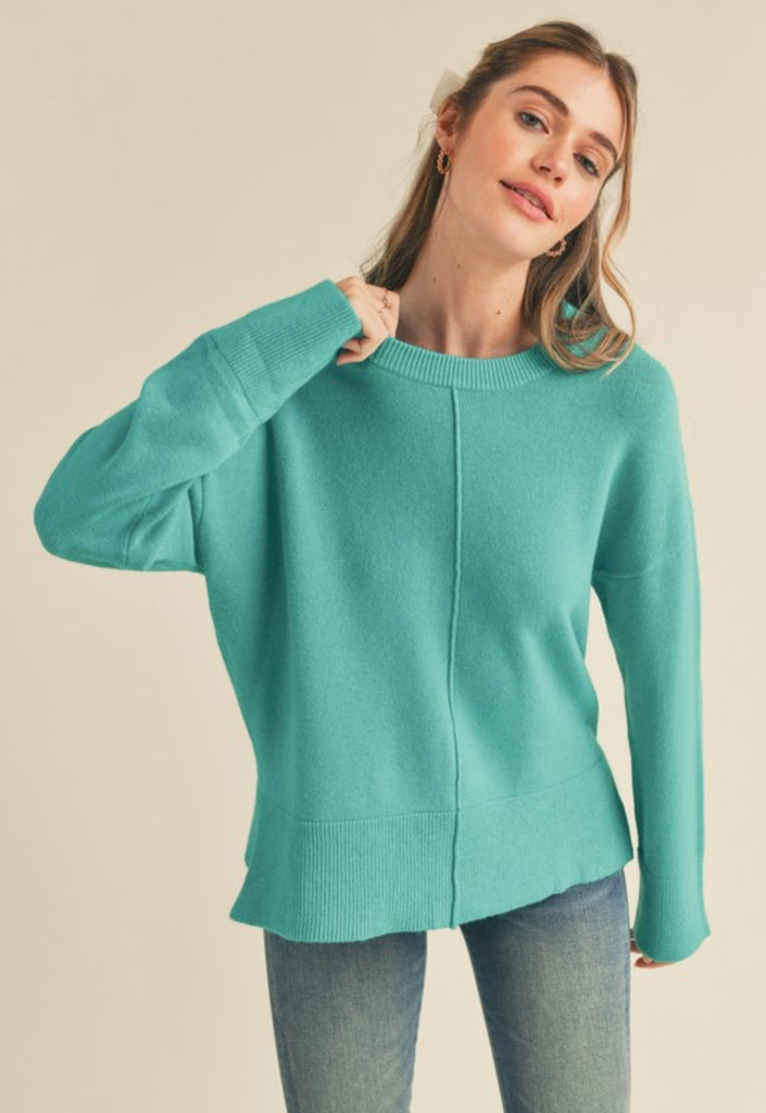 Teal Split hem Sweater