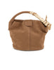 Tan suede small bucket bag