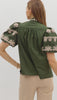 Olive embroidered blouse
