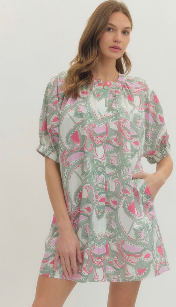 Pink Multi Print Dress