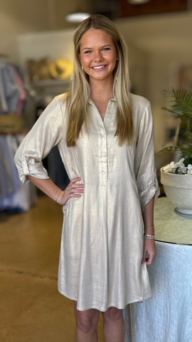 Blue Striped Midi Dress