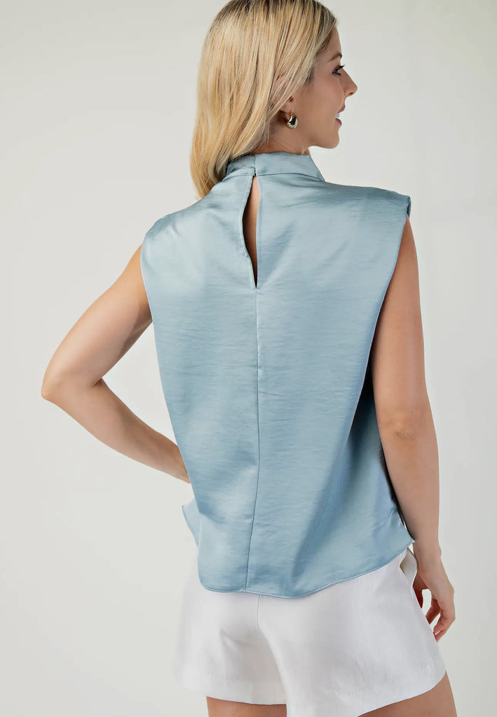 Blue Drape Neck Top