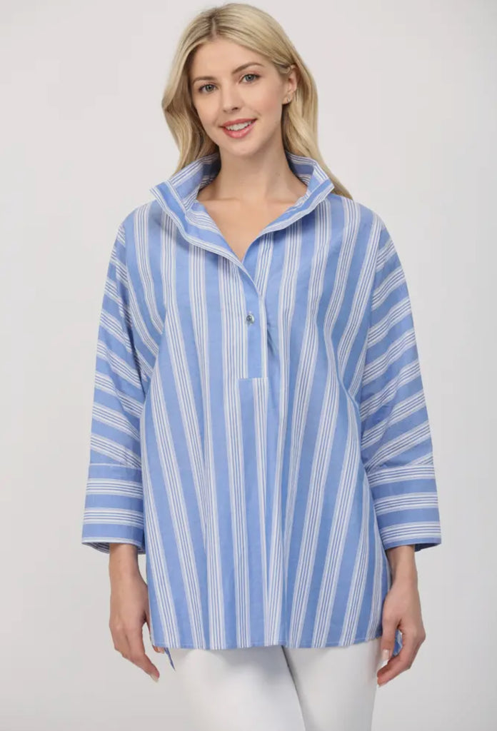 Blue Stripe Poplin Blouse