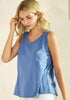 Blue raw edge tank