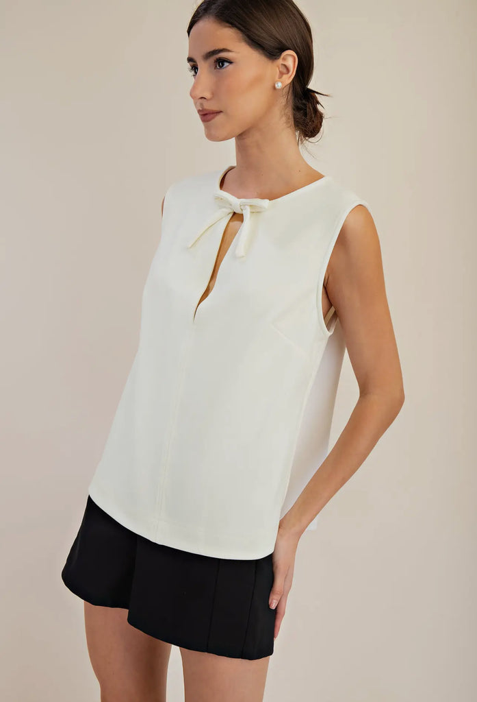 Cream Bow detail Top