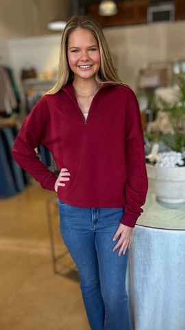 Red Split Hem Sweater